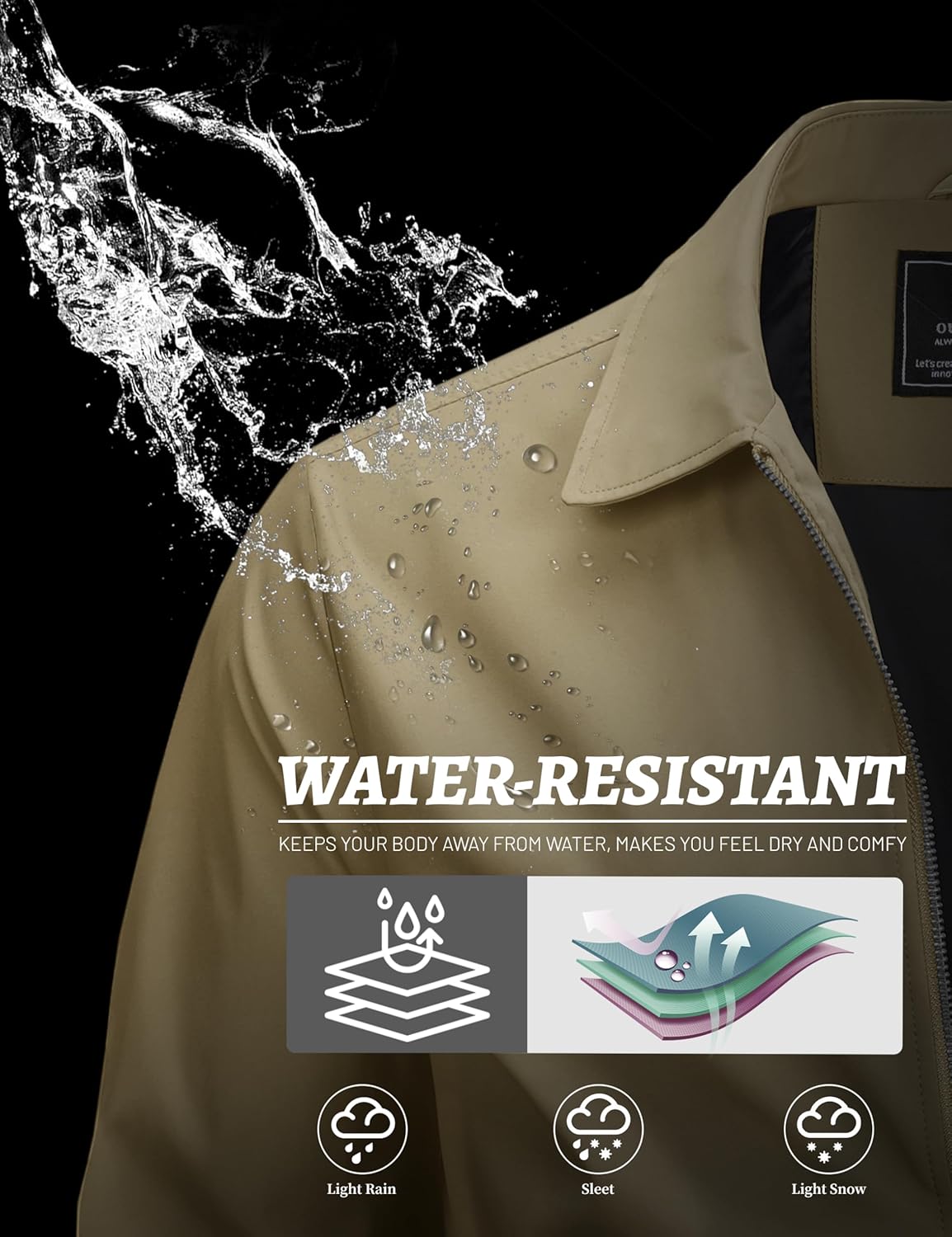 MAGCOMSEN Men's Lightweight Jackets Full Zip Up Light Coat Laydown Collar Jacket Casual Windbreaker Jacket with Zip Pockets - Image 4