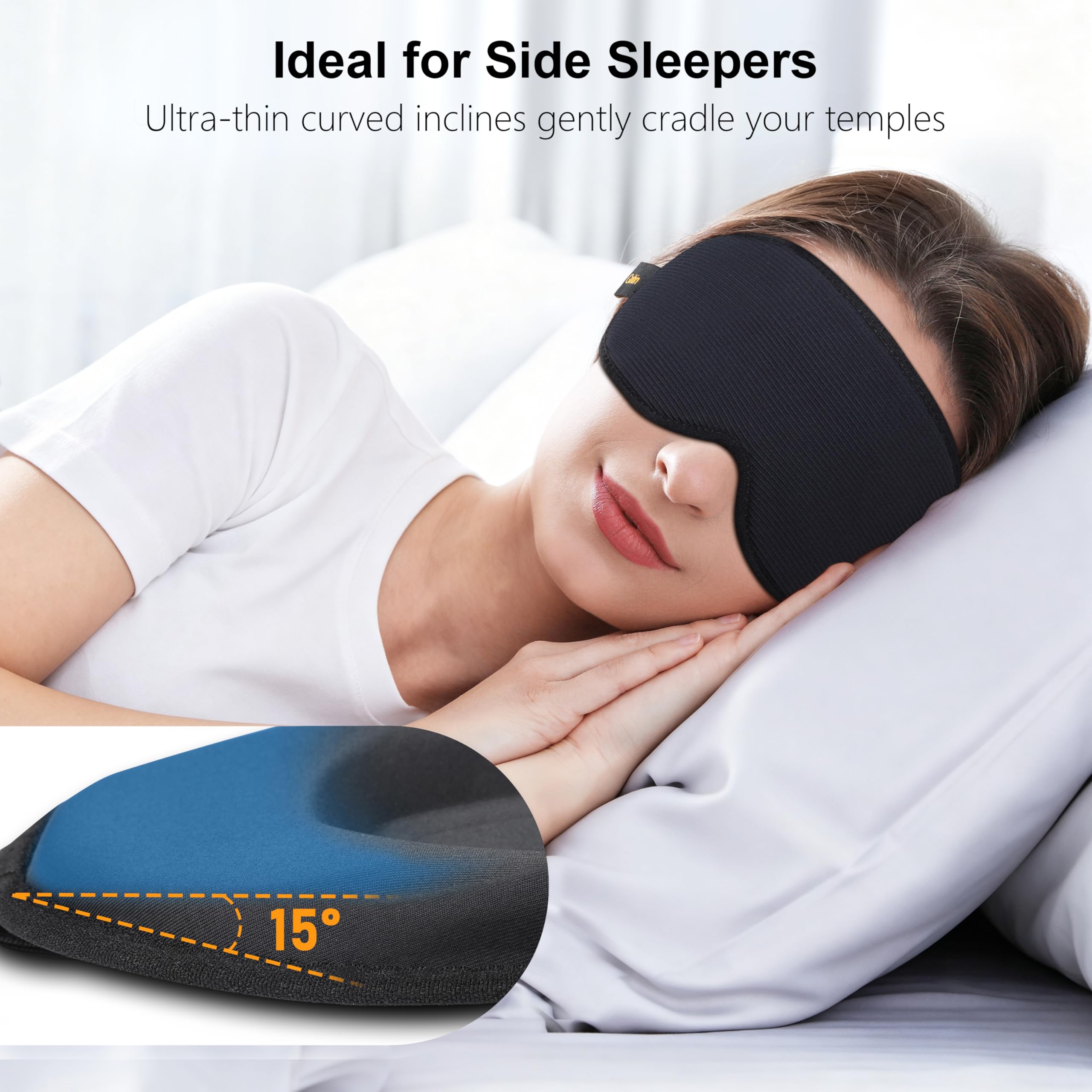 Gritin 100% Anti-Luz Antifaz para Dormir, Máscara Dormir para Mujer y Hombre, Sin Presión Ocular para Durmientes de Lado - con Correa Ajustable y Tapones, Ultrasuave y Cómodo para Dormir, Viajar
