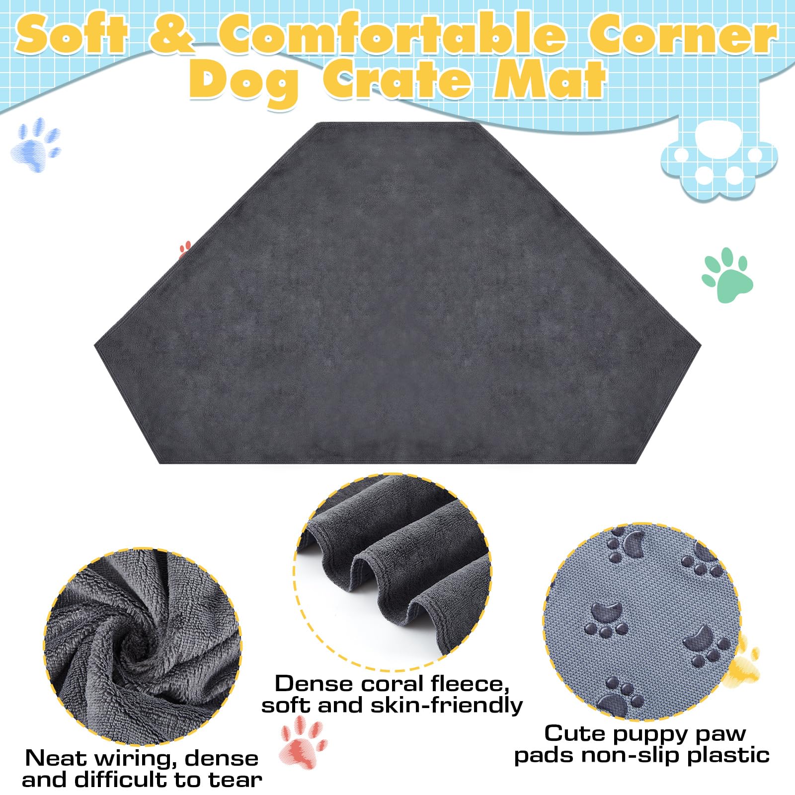 Fanfanwin Tapis de cage pour chien lavable de 132 x 70 cm - Tapis de niche pour chien de grande taille - Couverture en peluche pour animal domestique - Table d'appoint (tapis uniquement)