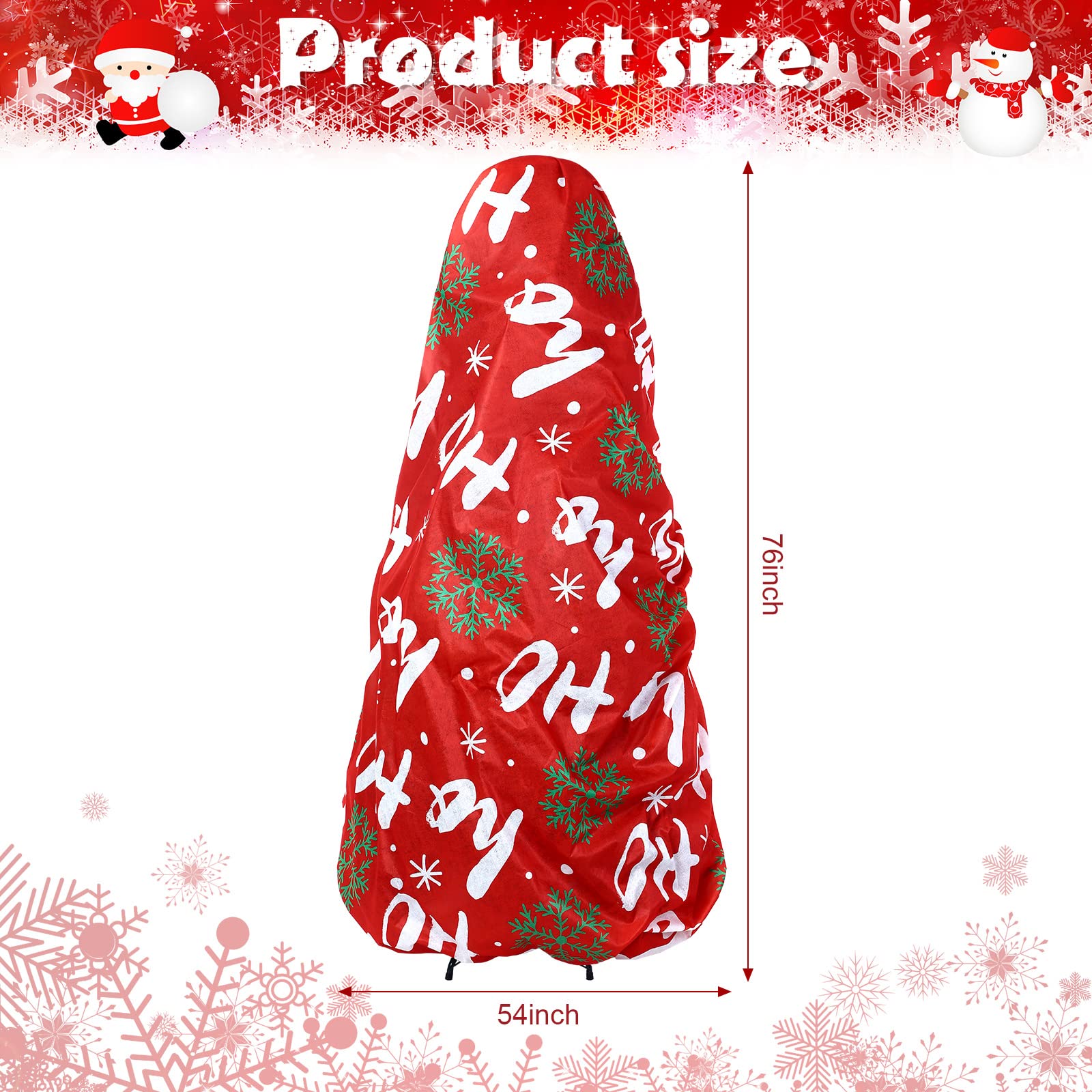 2 Grands Sacs de Rangement de Sapin de Noël avec Cordon de Serrage pour Arbre 7,5 Pieds Couverture d'Arbre de Noël Conteneur de Stockage Anti-Poussière Imprimé Flocons de Neige Droit, Rouge