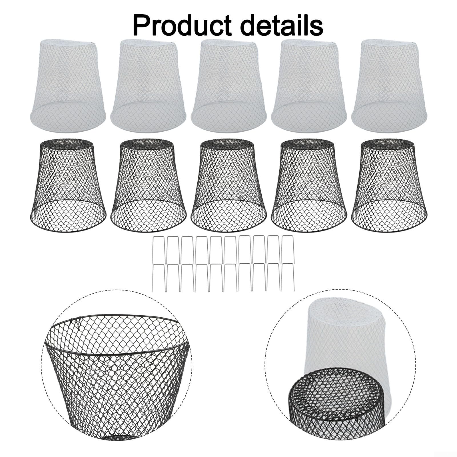 Lot de 10 cloches de protection en métal pour plantes, lapins, écureuils, cerfs - En maille métallique - Protection contre les animaux - Pour légumes - Paniers revêtus de PVC - Intérieur et