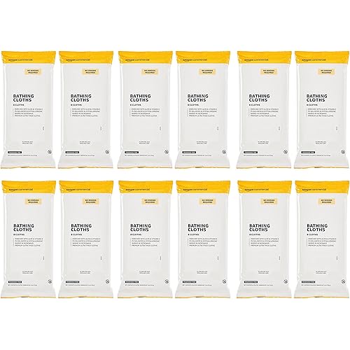 AmazonCommercial Bathing Cloths, Wipes, 96 Count, 12 Pack of 8