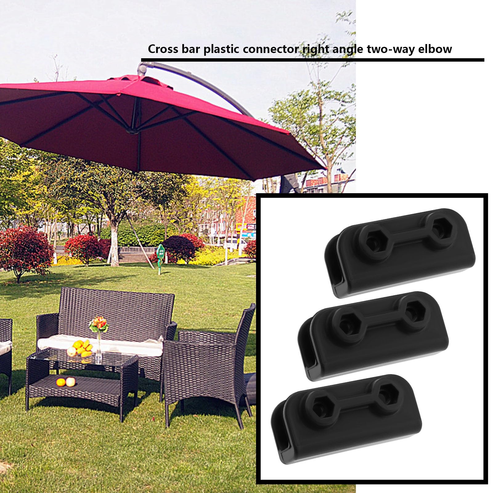 Lot de 4 supports rectangulaires à 2 voies pour tonnelle - Connecteur de mât de tente - Pour auvent, tonnelle, tente, équipement d'extérieur