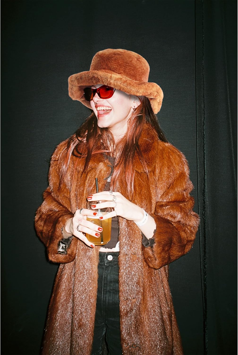 LA CARRIE Women's Snakeskin Print Faux Fur Bucket Hat Winter Warmer Fisherman Cap - Image 5