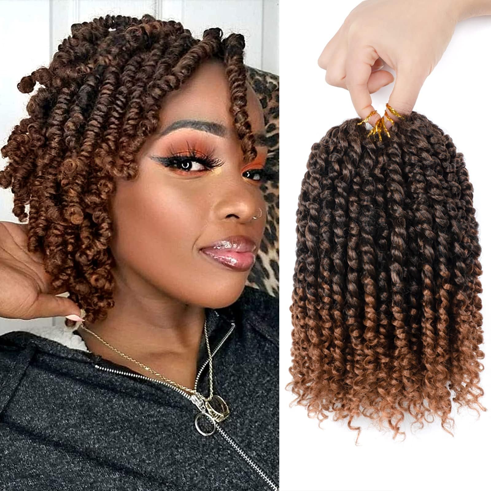 NAYOO Passion Twist Hair - 8 Packs 6 Inch Passion Twist Crochet Hair For Black Women, Crochet Pretwisted Curly Hair Passion Twists Synthetic Braiding Hair Extensions(6 Inch 8 Packs, T30)