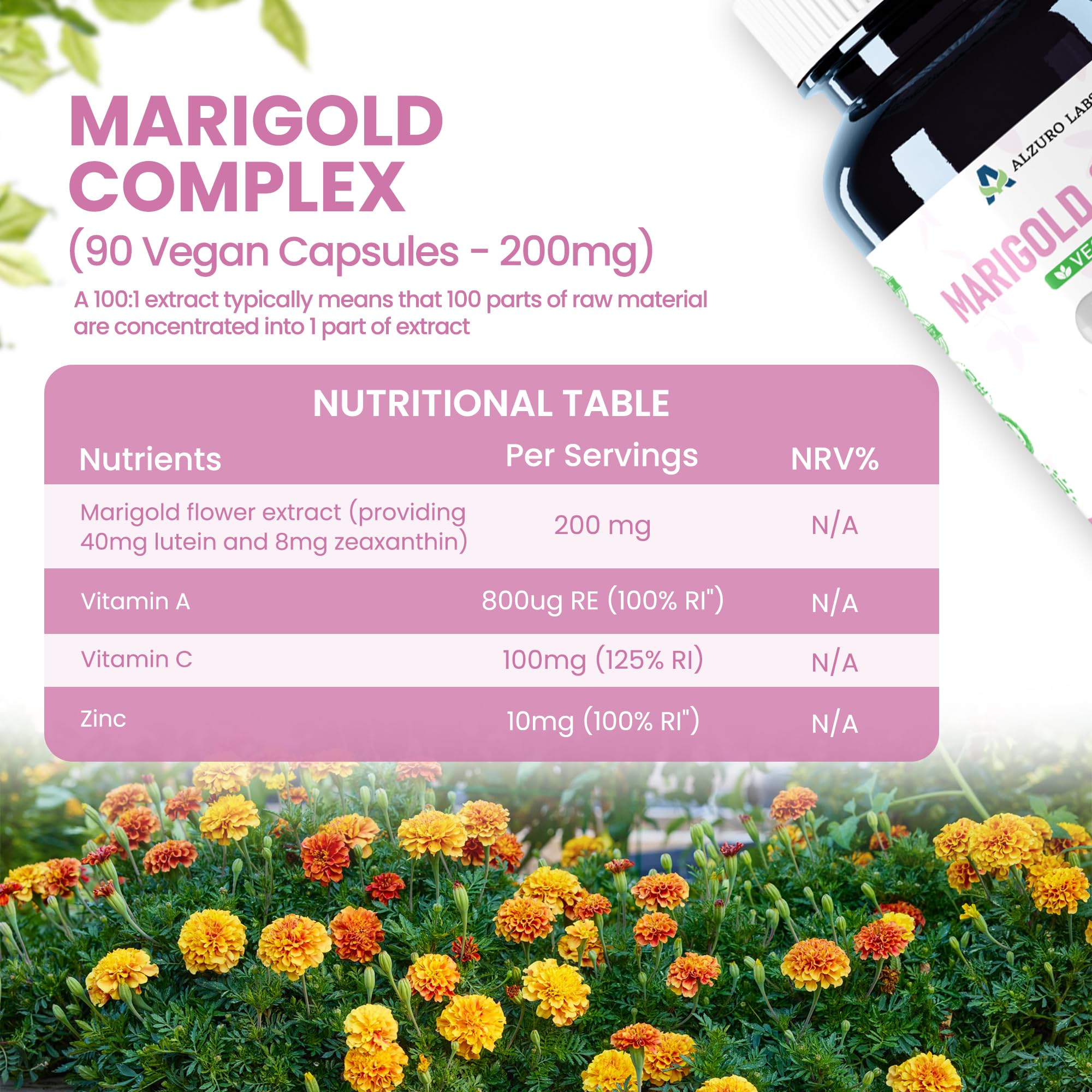 Lutéine 40 mg & Zéaxanthine 8 mg | complexe yeux hautement dosé | vitamines A, C & zinc | vision normale | 90 gélules végétales | BPF & testé en laboratoire tiers
