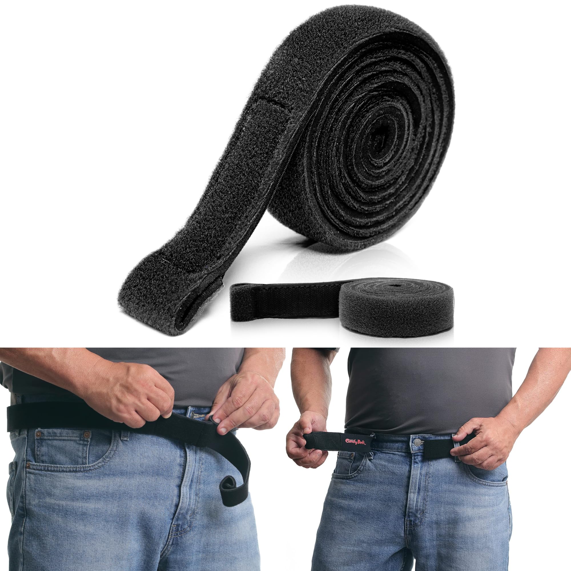 CURECORComfyBelt No Buckle Elastic Stretch Belts for Men and Women, Comfortable Invisible Belts - 1 inch Black