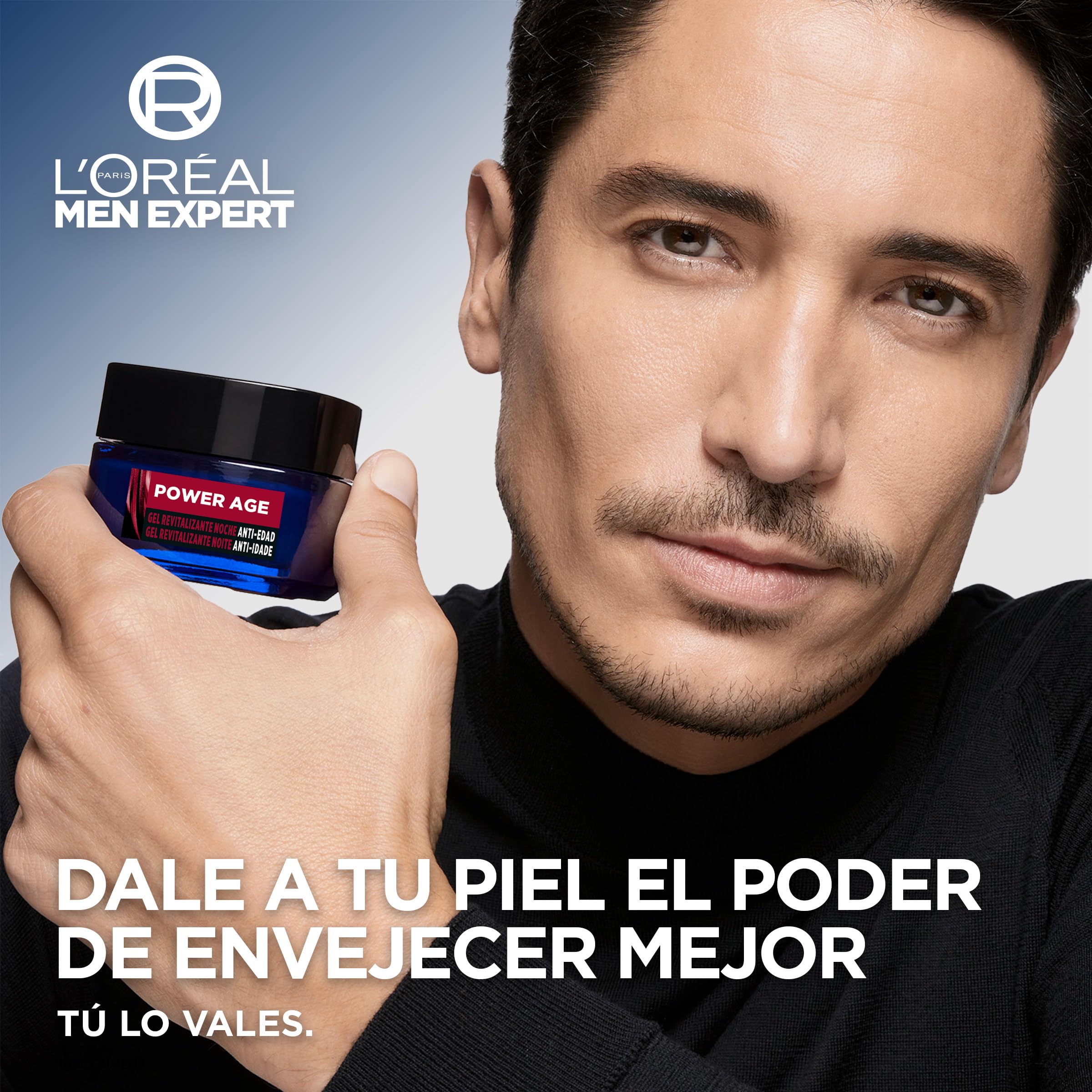 L'Oréal Men Expert Power Age Męski żel rewitalizujący na noc przeciw starzeniu się i przeciw zmarszczkom, wzmocniony kwasem hialuronowym