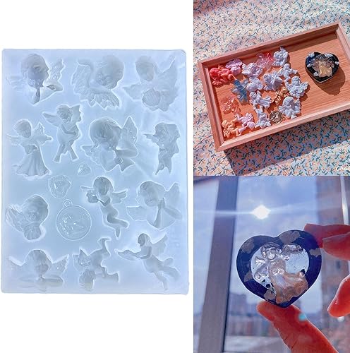 Miniatura 2 de Moldes para coctelera de resina, moldes de resina UV, lindo molde de silicona de ángel hueco de epoxi rellenos de silicona molde de relleno de