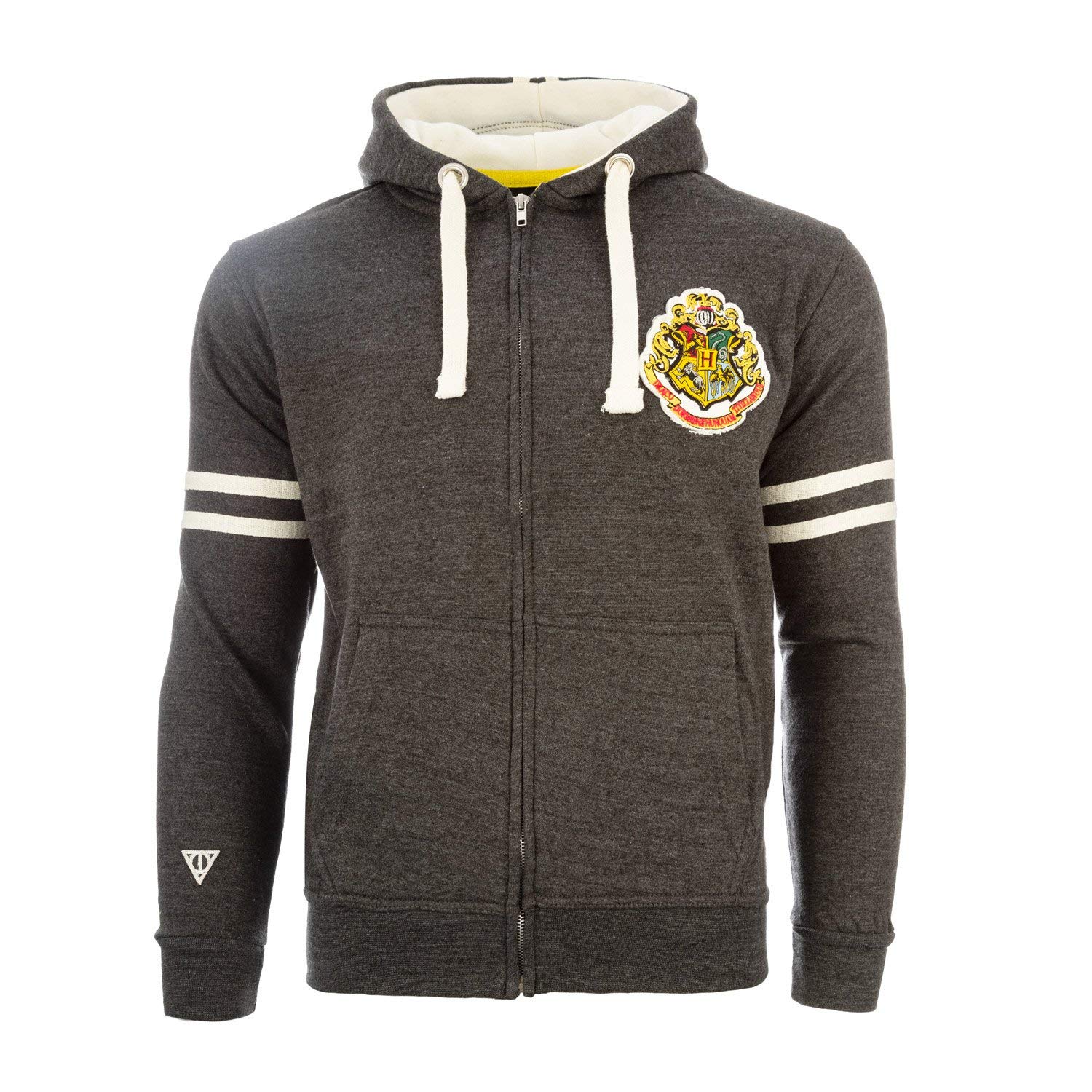 Gwcc Unisex Charcoal/Off White Harry Potter Hogwarts Zipped Hoodie, Xl,