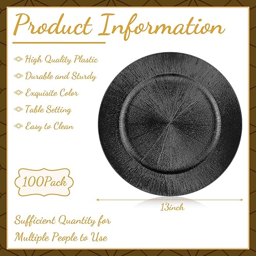 Miniatura 57 de Tanlade 50 Pcs 13 Inch Charger Plates Bulk Round Wedding Chargers Plastic Dinner Plates for Table Setting Wedding Party Decoration (Gold)