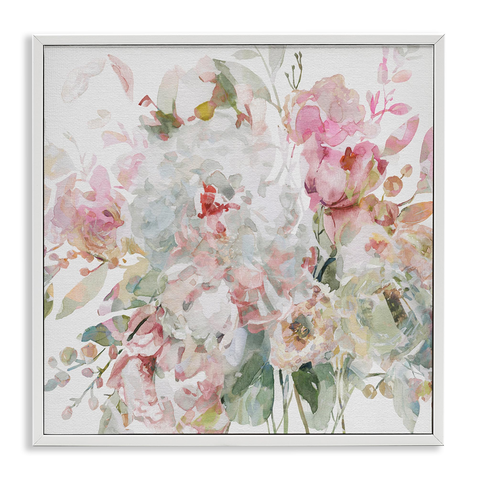 Stupell Industries Coastal White (Textured) 'Romantic Pastel Blossoms'| Framed Giclee Art