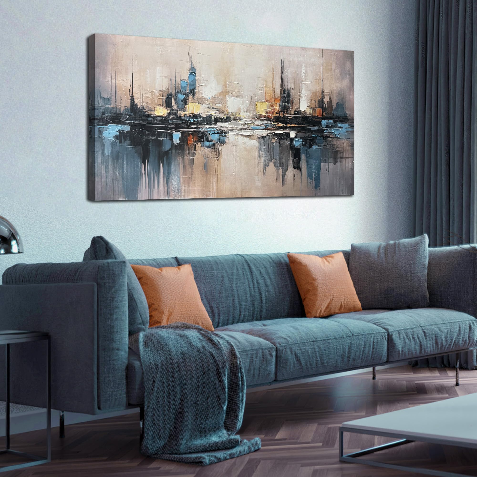 Blue Abstract Canvas Wall Art Decor Large Pictures for Living Room