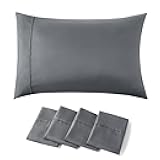 Bedsure Queen Pillow Cases Set of 4 - Dark Grey Brushed Microfiber Pillowcases 4 Pack, Super Soft Pillow Case Covers with Envelope Closure, Wrinkle, Fade and Stain Resistant, 20x30 Inches