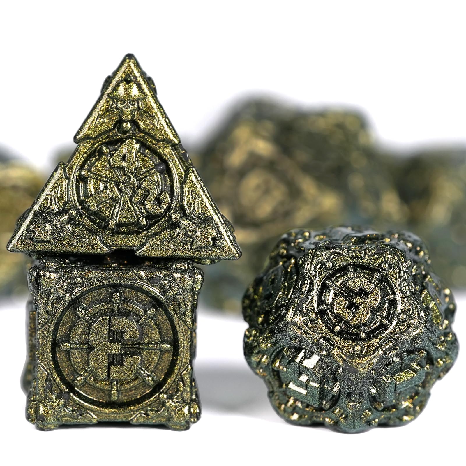 HKDZ Metal Dnd Dice 7Pcs Set, Polyhedral Rpg D&d For Role Playing Table Game Dungeons And Dragons Dice Mtg Pathfinder D&d Dice Set colorful