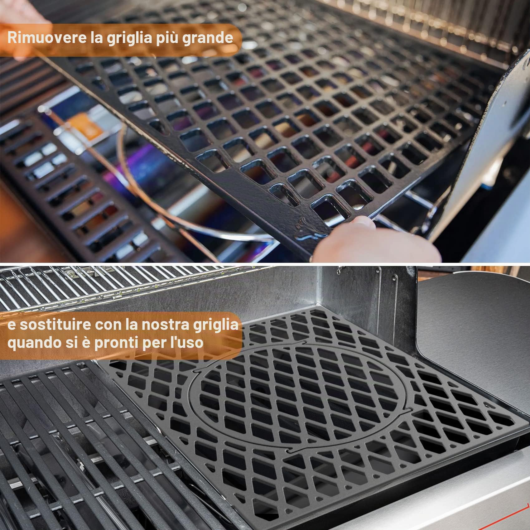 onlyfire Griglia di Cottura per Barbecue in Ghisa Ricambio per Griglie a Gas Weber Genesis 2022, BBQ Accessori per La Serie Weber Genesis II 300 e 400 Richiede Griglie di Cottura Weber Crafted