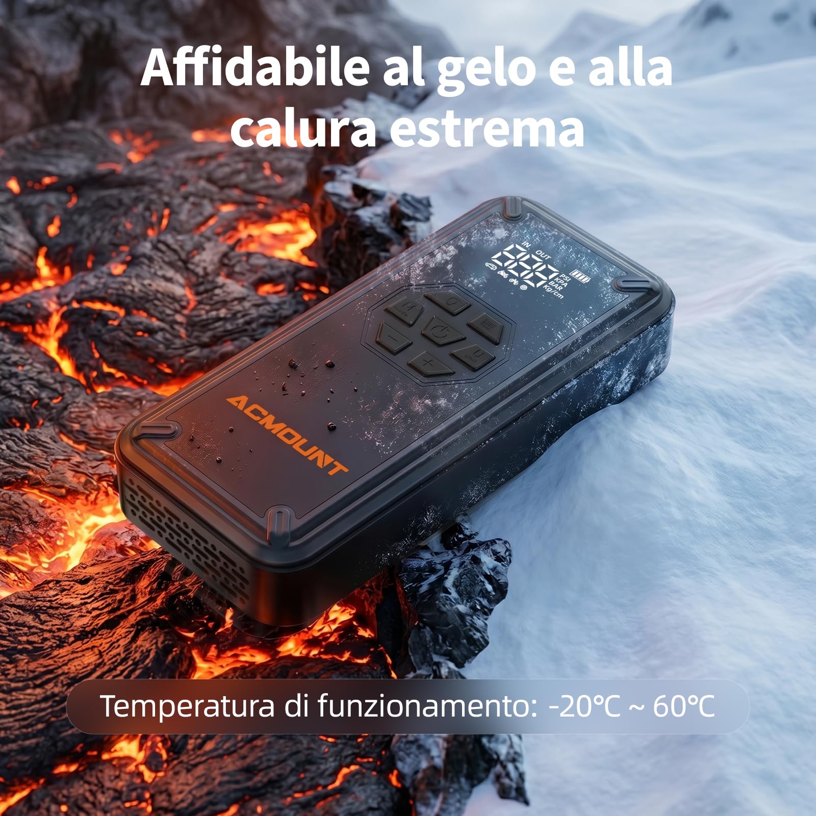 ACMOUNT Avviatore Batteria Auto 7000A, Booster Avviatore Auto con Compressore 150PSI (Per Benzina 9L/Diesel 8L) Starter Batteria Portatile 12V Jump Start con Ricarica Rapida 18W, LED & LCD