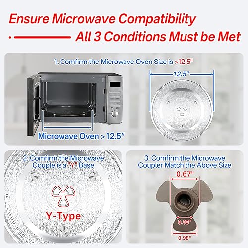 Miniatura 3 de Placa de repuesto para microondas de 12.5 pulgadas para Panasonic 12570000008334, Frigidaire 5304509437, GE ES1145DL1WW y más bandeja giratoria de