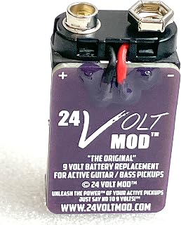 Colorized Active Guitar/Bass Battery Pack. 9 Volt Battery replacment for Active Pickups. Plug and Play. No Moddifications No Soldering. 24v mod (Purple)