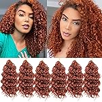 Gogo Curl Crochet Hair 8 Inch 6 Packs Short Beach Curl Water Wave Curly Crochet Braids Hair , Deep Wave Synthetic Braiding Hair Extensions for Black Women(8 inch, 350 )