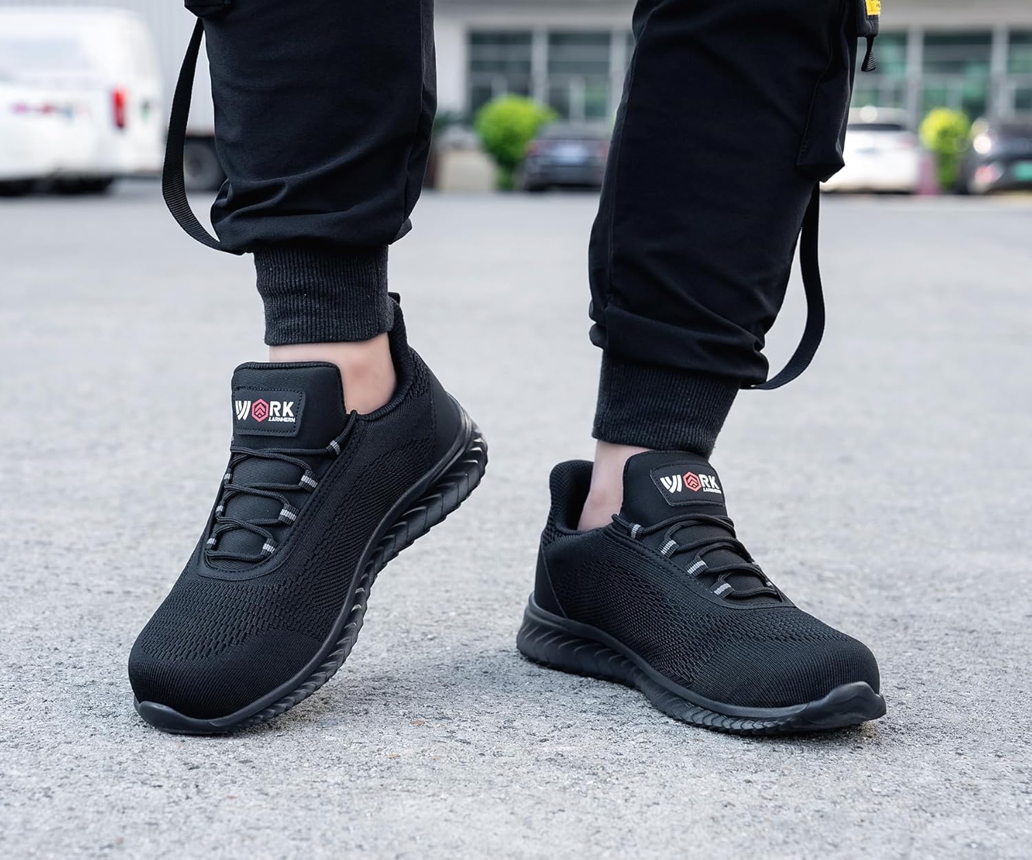 LARNMERN Slip On Steel Toe Shoes for Men, Work Lightweight Safety Sneakers Walking Tennis Shoe - Image 2