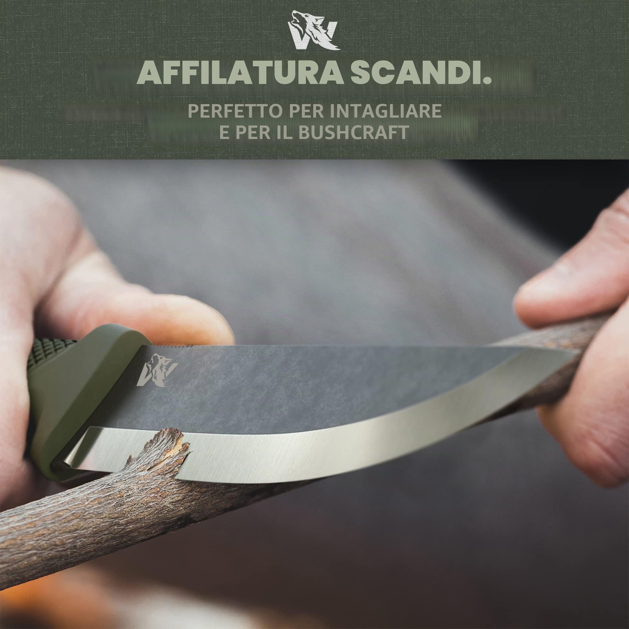 Wolfgang's W-SCANDI Angelmesser mit feststehender Klinge - Inkl. Scheide - Premium Survival- und Bushcraft-Messer aus D2-Stahl