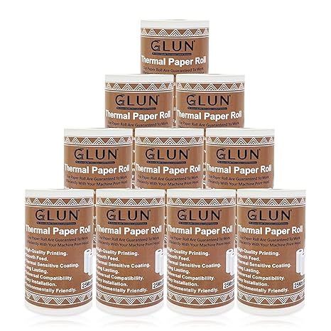 GLUN® 80mm(3 inches) x 25 Meter Thermal Receipt Paper Roll, BPA-Free, Print for POS, Credit Card Machines, Cash Registers (Pack of 10)