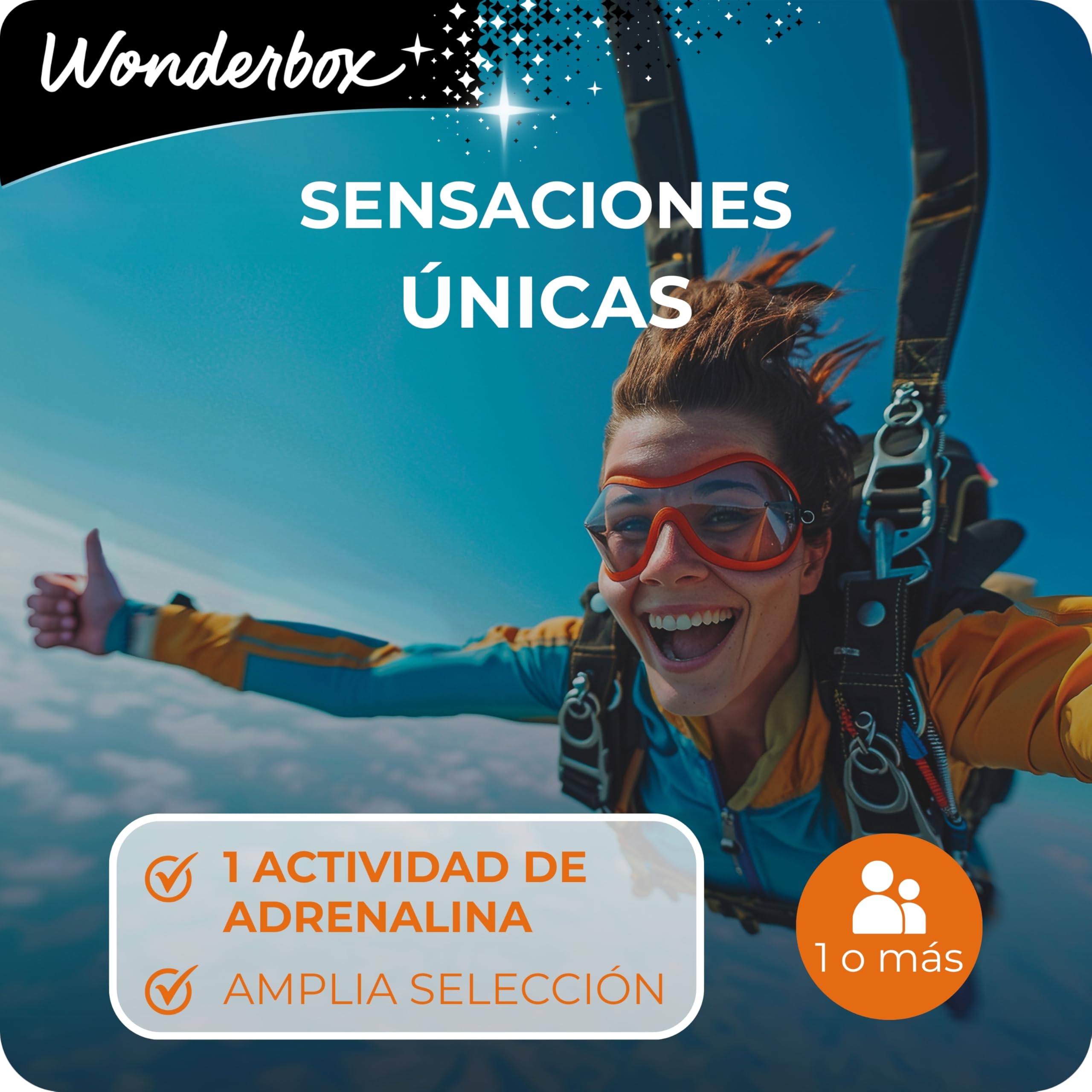 WONDERBOX - Caja Regalo - Sensaciones Únicas - para 1, 2 o más Personas | 1 experienca a elegir - Más de 150 experiencias - Salto en paradaídas, kitesurf, vuelo en paramotor