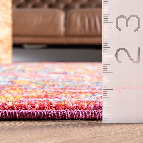 Miniatura 2 de nuLOOM Reyna - Alfombra de pasillo con medallón de 2 pies 6 pulgadas x 6 pies, color rosa