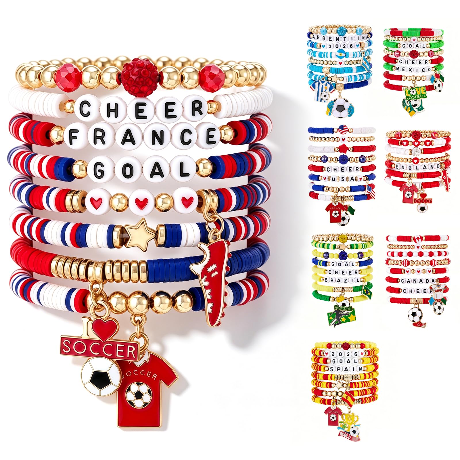 nnOuOnn World Football Game of 2026 Bracelet, Scooer Ball Lover Bracelets, Football Team Gifts, Perfect Accessory for supporters, Fan Identity Symbol (France-1)