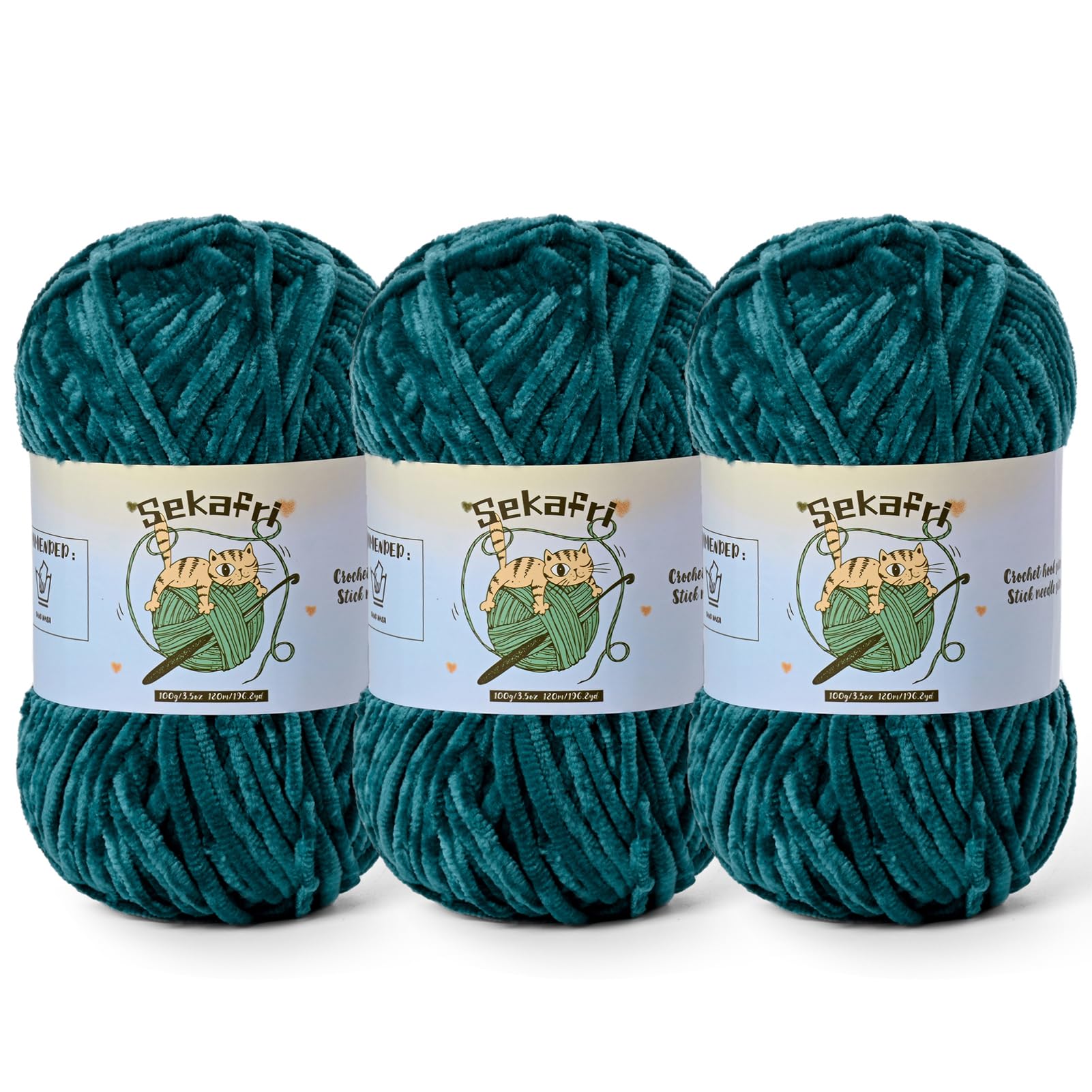 Fuzzy Chenille Yarn for Crocheting Amigurumi Yarn 3 Sapphire Blue