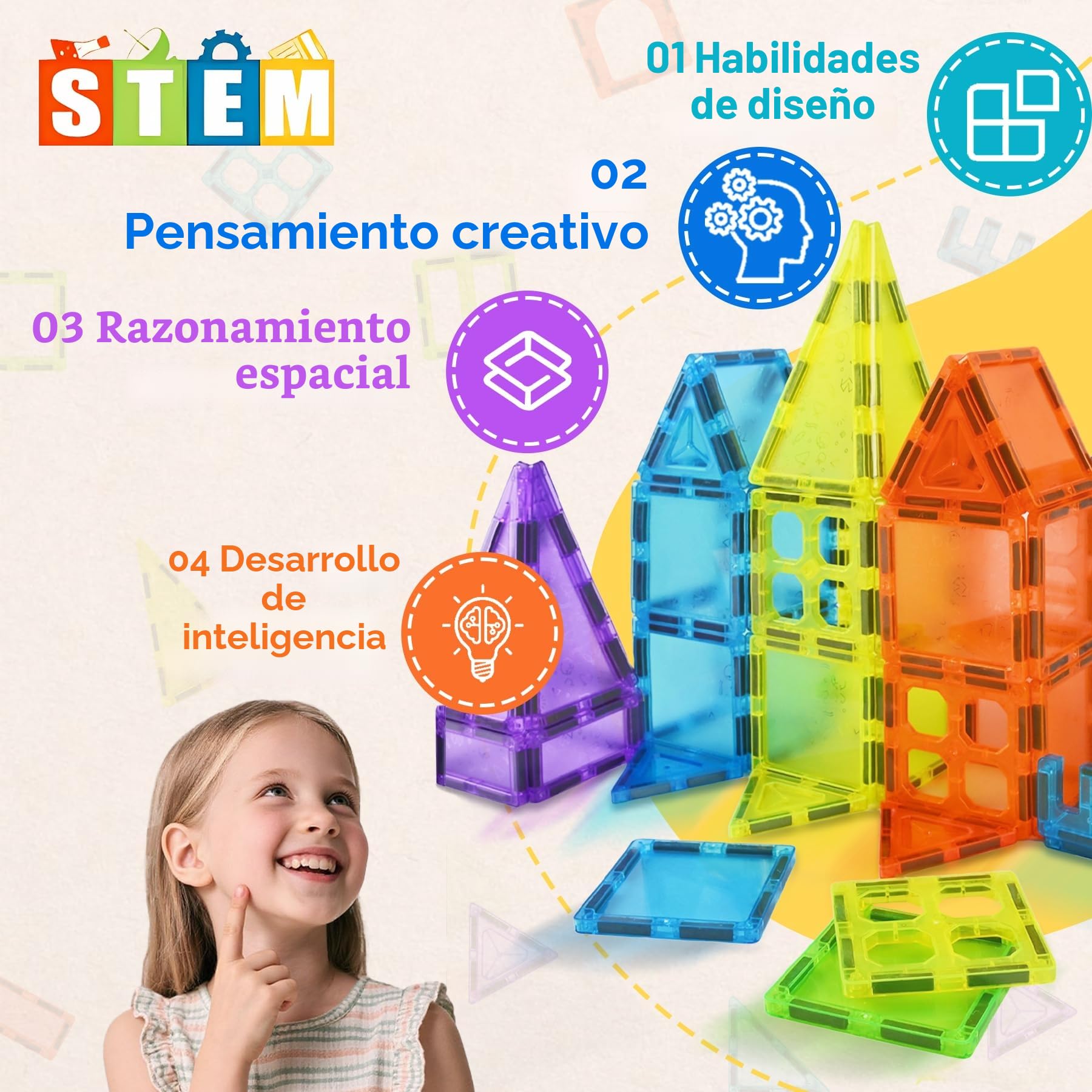 Bloques Magnéticos de Construcción 122 Piezas Piezas Magneticas Niños