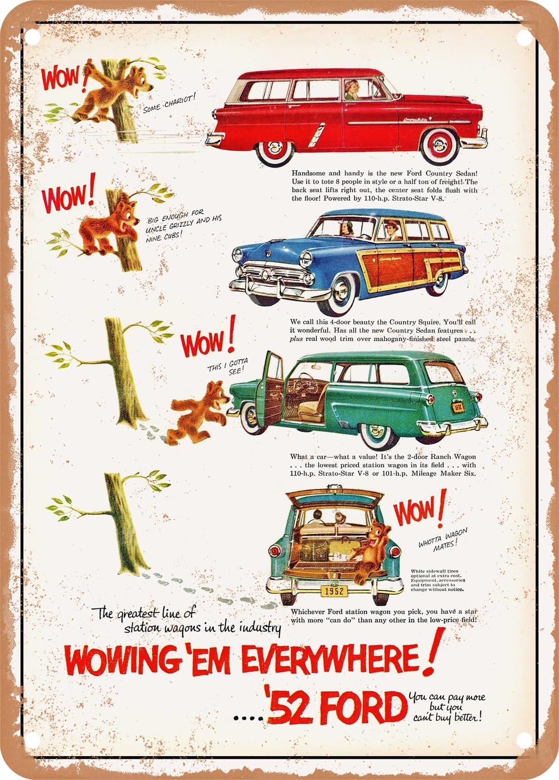 Miaomansenstore Metal Sign - 1952 Station Wagons Vintage Ad Home Decor