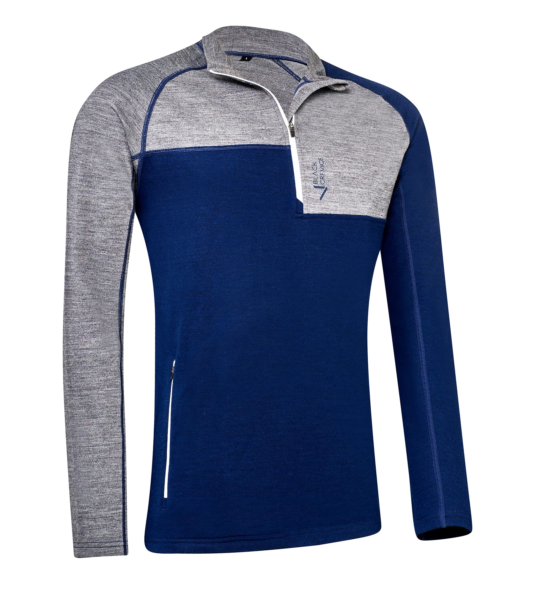 Black Crevice Men's Merino Ski Jumper, Grey/Navy, L