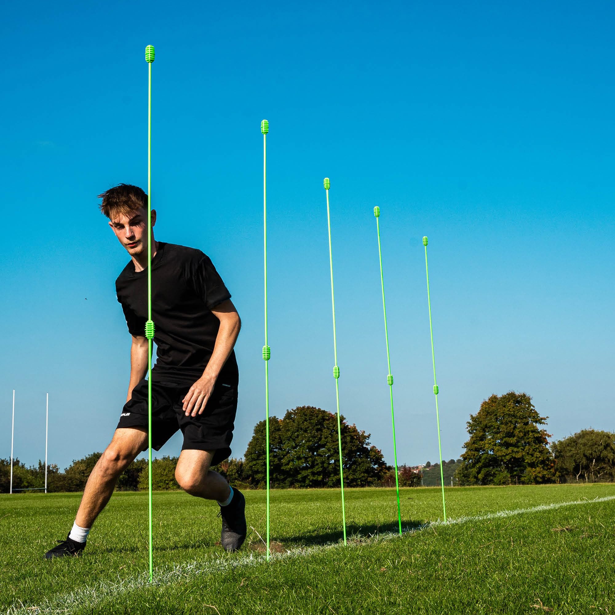 QUICKPLAY Pro - Bastoncini da allenamento per agilità, set di 12 pezzi, altezza regolabile: da utilizzare come bastoni da allenamento da calcio da 3 m o x6 bastoncini da allenamento/bastoni da slalom
