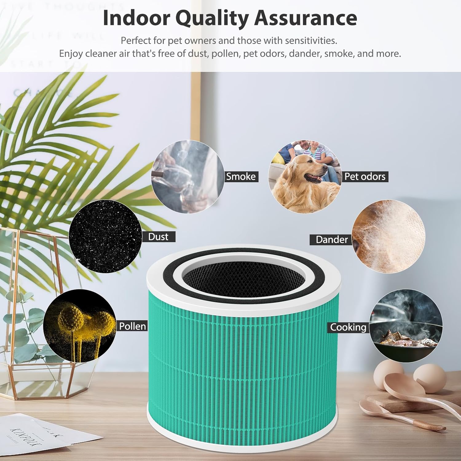 Core 300 Toxin Absorber Replacement Filter for LEVOIT Core 300, Core 300-P, Core 300S VortexAir Air Purifier, H13 Grade True HEPA Filter, Part No. Core 300-RF (Green) - Image 2