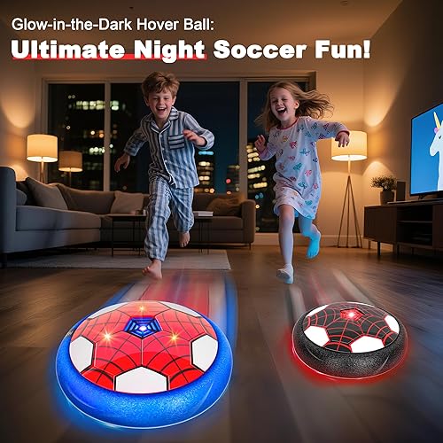 Miniatura 2 de Hover - Pelota de fútbol para niños, paquete de 2 pelotas de fútbol para interiores con luz LED para niños y niñas, juguetes iluminados, juego de