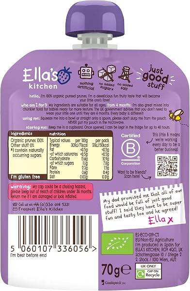 Ella's Kitchen Organic Prunes, 70g - 2