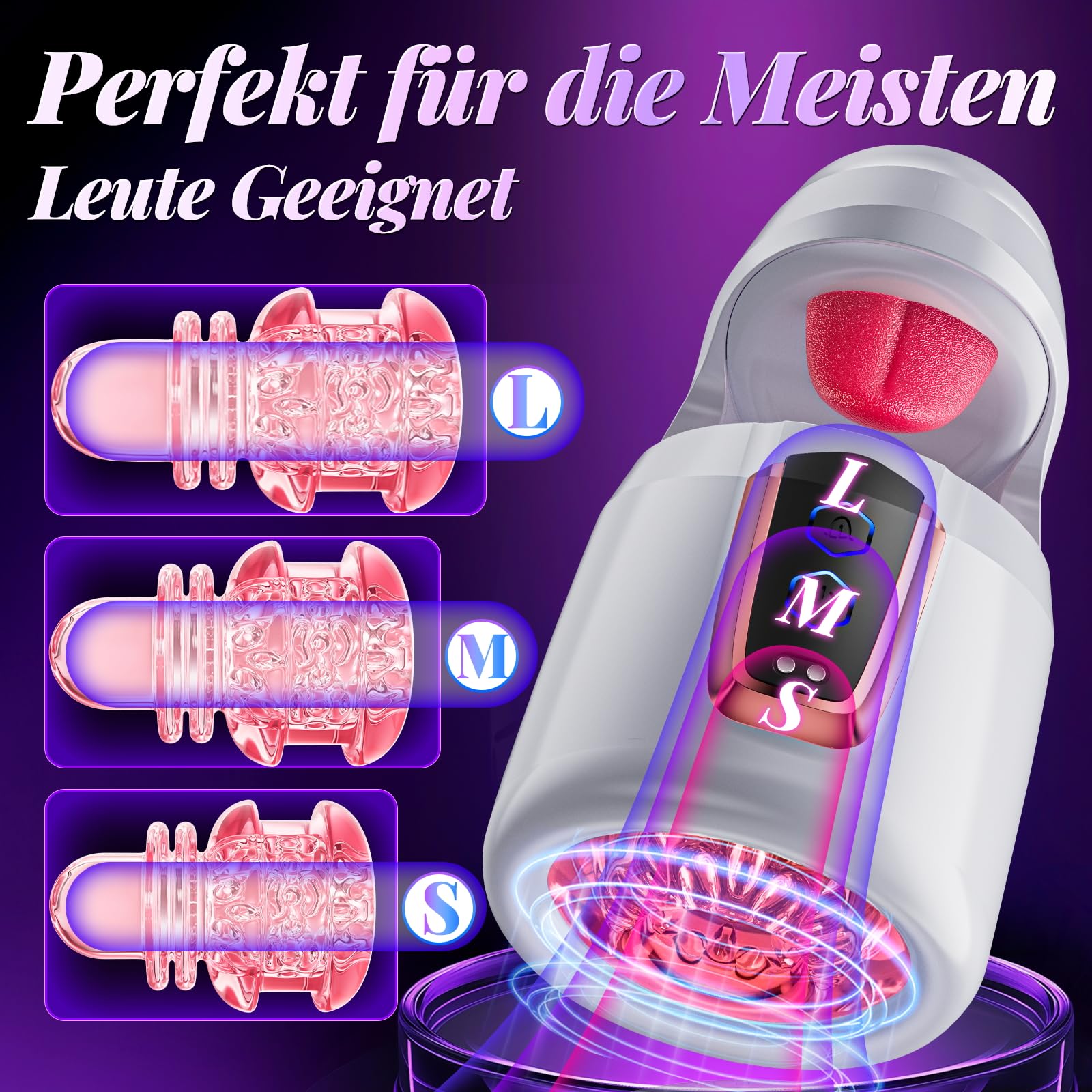 Masturbateur électrique sex toýs homme, Masturbâteur homme mains libres Langue Sexe oral Fellation avec 10 poussées et 10 coups de langue, masturbateurs masculins Pocket Pussy pour pénis Pussy