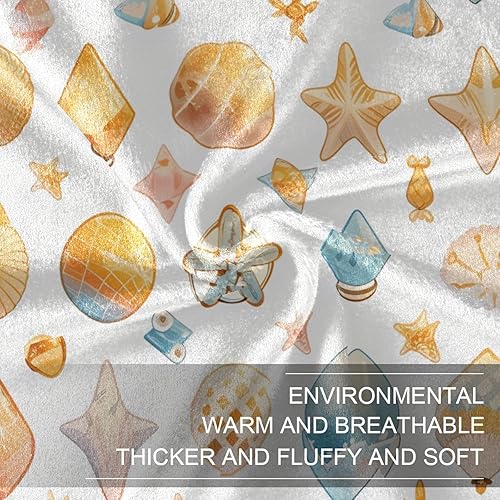Miniatura 7 de Shells Ocean Waves Beach Starfish White Plush Travel Blankets All Season Use Sofa Throw Blanket Warm Ultra-Soft Throws 60"x90" for Living Room, Bed,