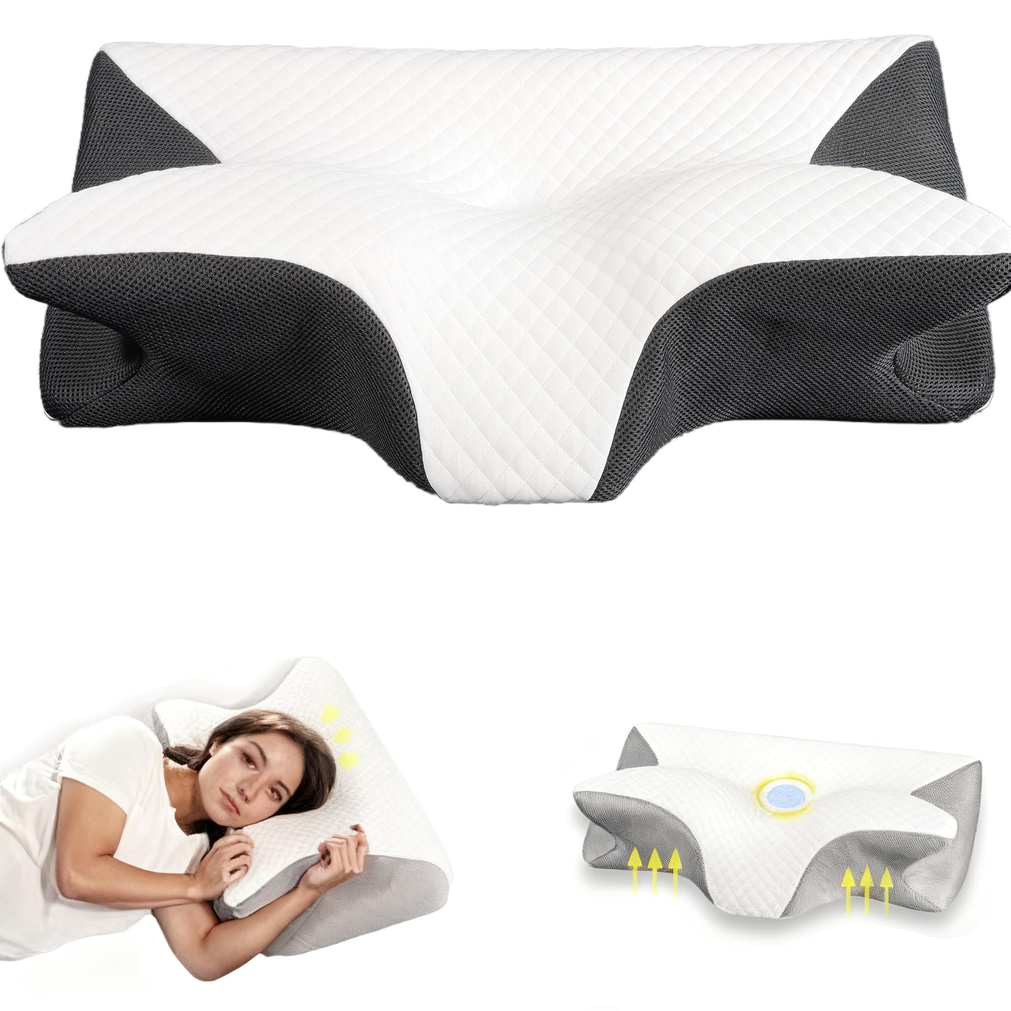 Neckhaven Pillow, Cervical Neck Pillow, Dreamers Relief Pillow for Pain Relief & Sleeping, Ergonomic Contour for Side Sleepers, Necks and Shoulder Support