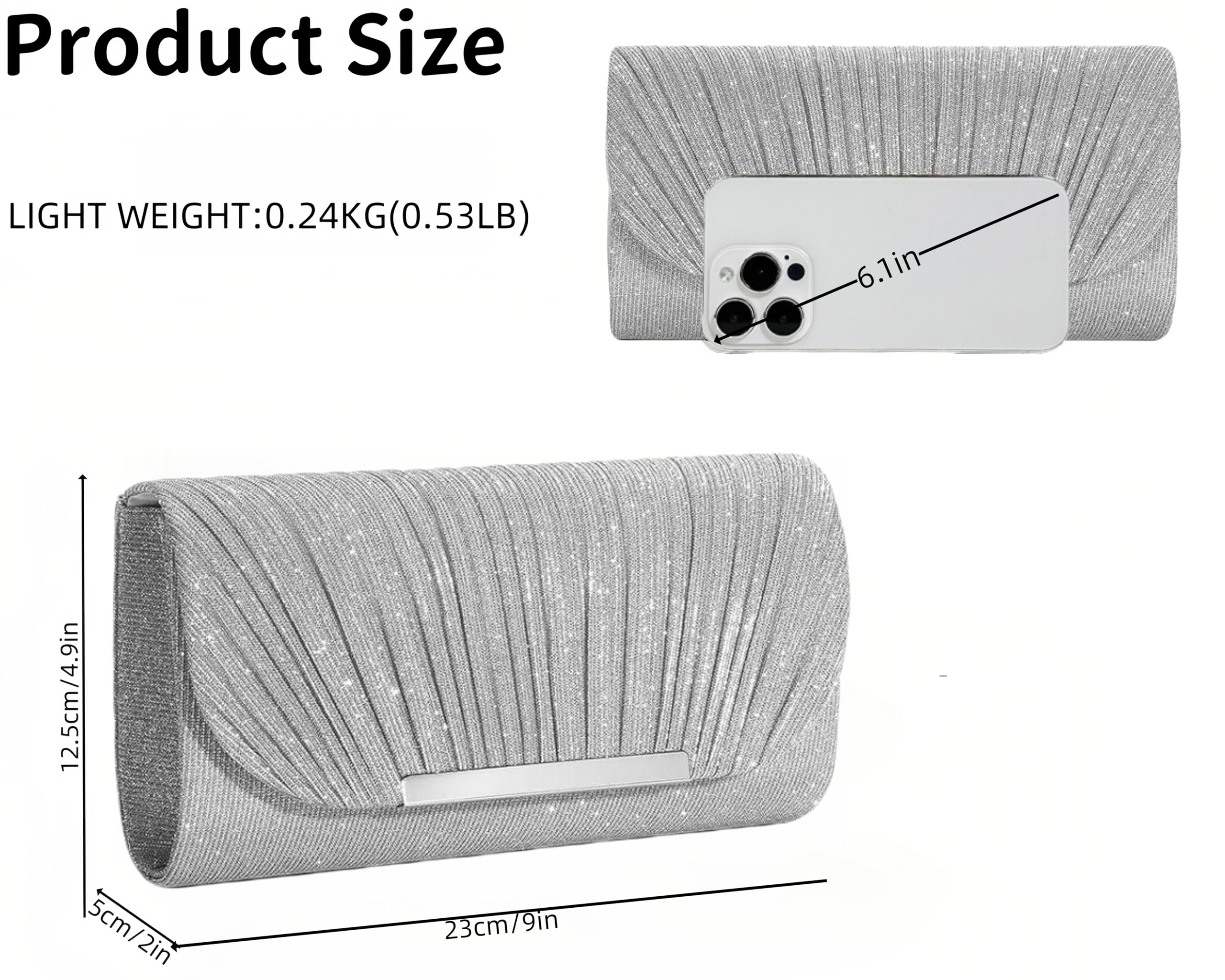 Aryan Damen Clutches, Clutch, elegante Abendhandtaschen für Frauen mit abnehmbarer Kette, Pailletten-Tasche für Hochzeit, Braut, Abschlussball, Party
