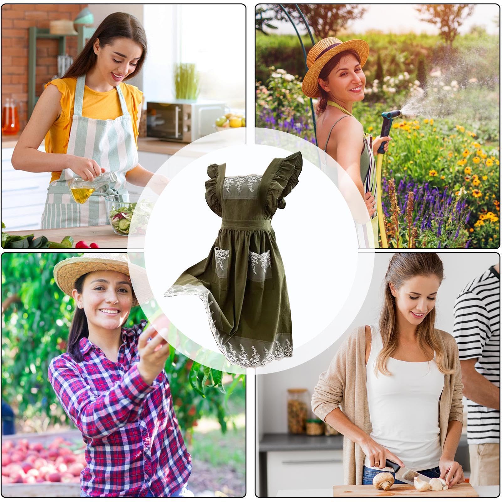 Generisch Küchenschürze, Elegant verstellbar mit Taschen, Schürzen für Damen mit Taschen, für Küchenbereich, Backen, Gartenarbeit, Malen, Grillen, Reinigen, Garten, Hinterhof Terrasse