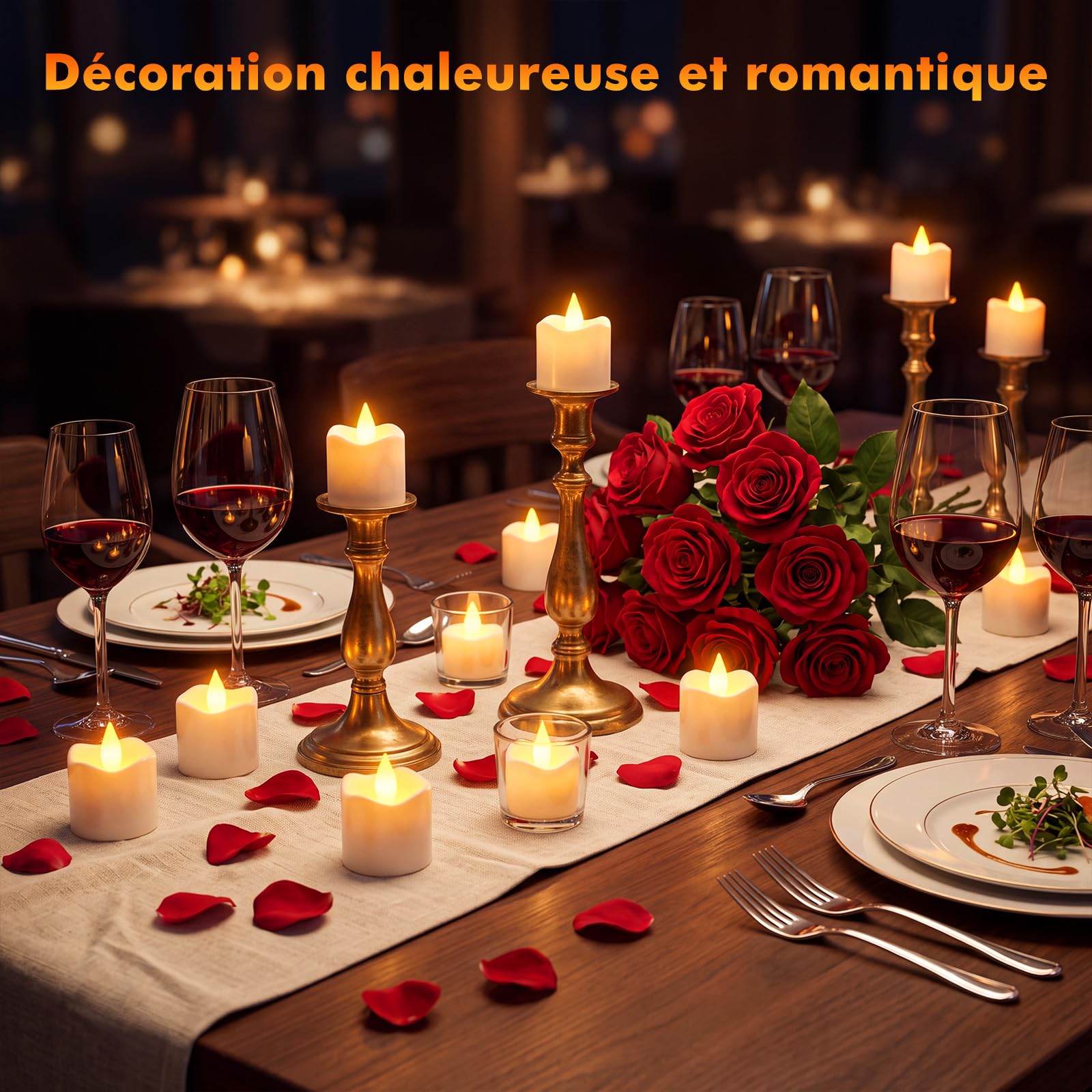 GZU Lot de 12 Bougie LED Chauffe Plat Flamme Vacillante Rechargeable