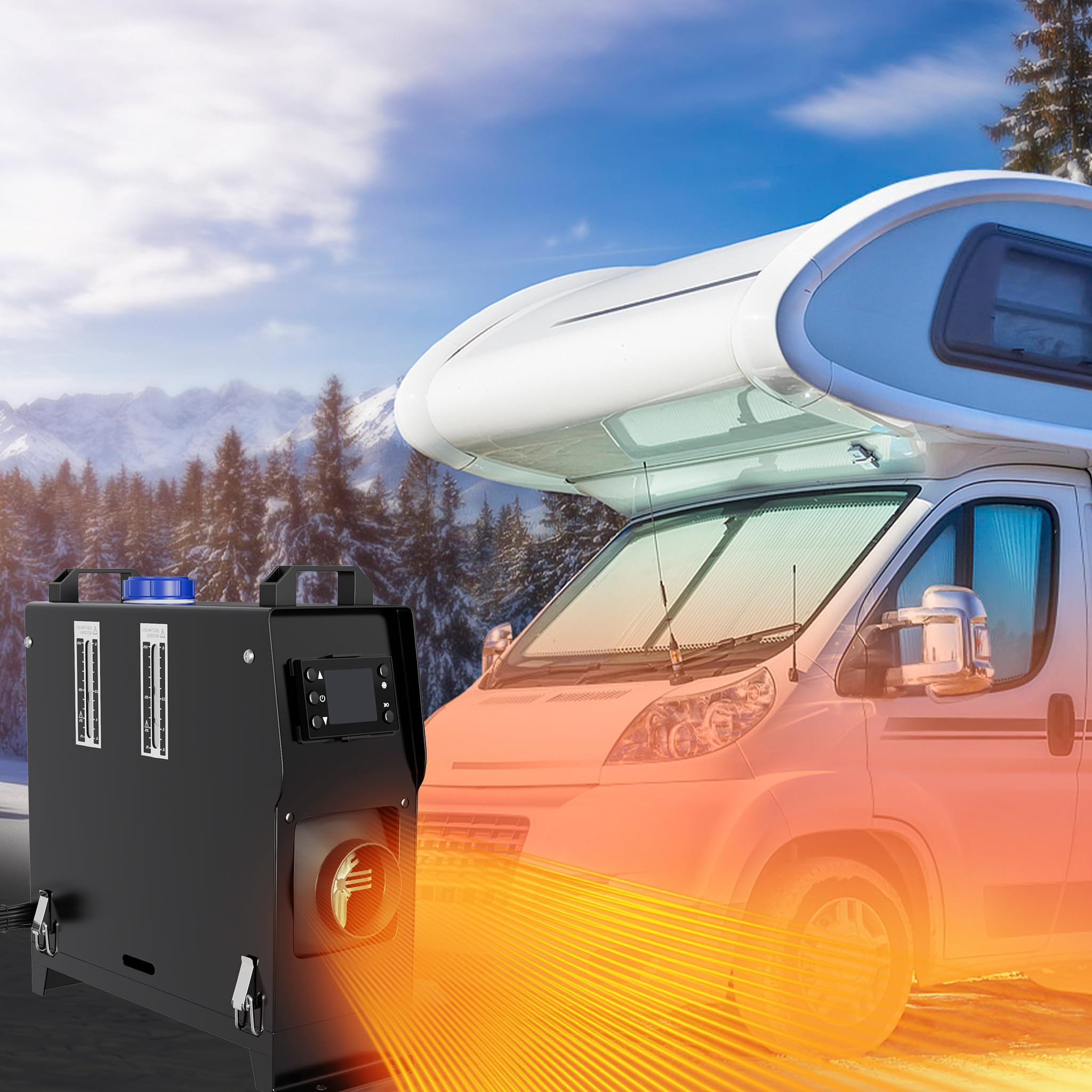 HENGMEI Ogrzewanie postojowe na olej napędowy, 8 kW, 12 V, ogrzewanie postojowe z monitorem LCD, do samochodu, RV, łodzi, ciężarówek (typ B, czarny)
