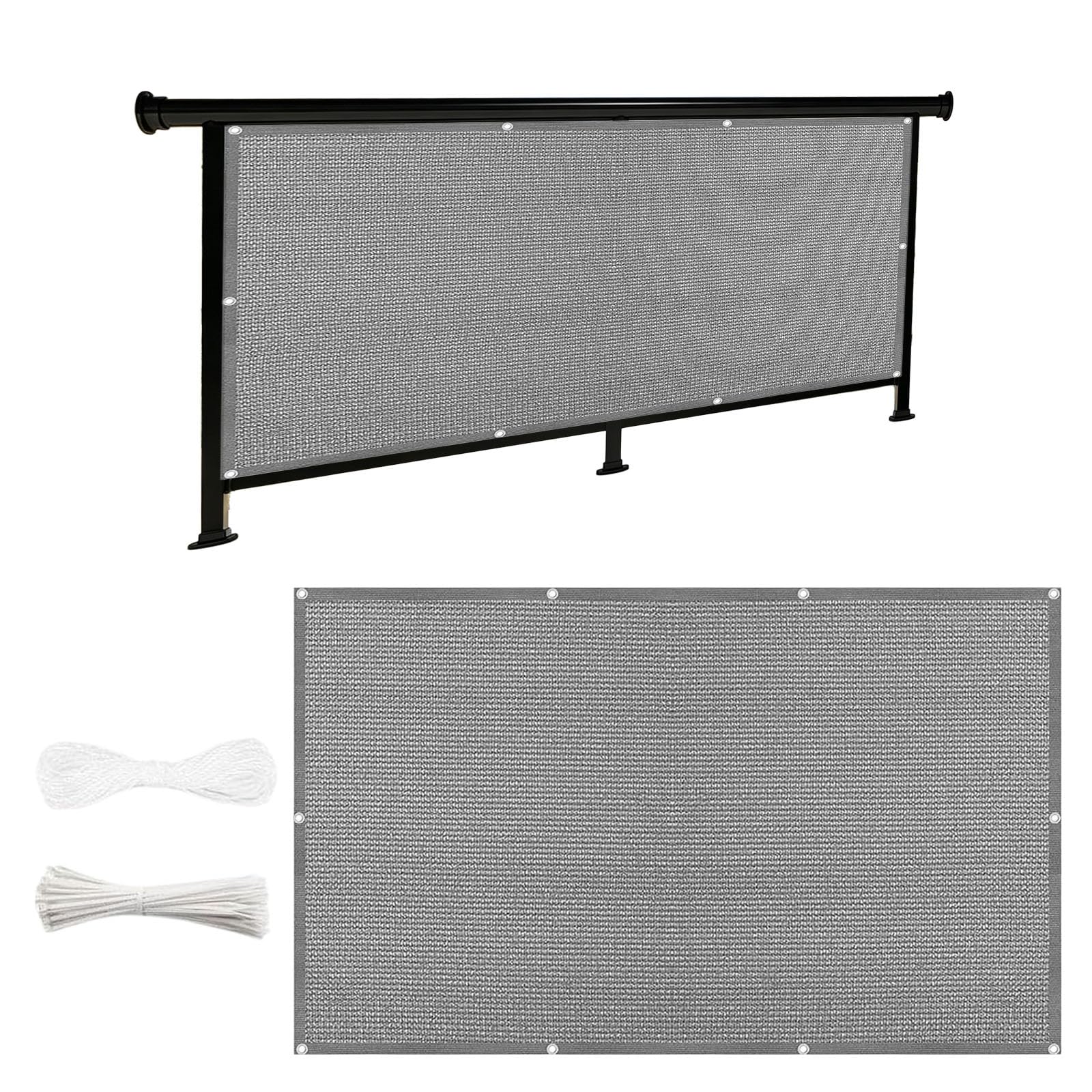 Brise vue balcon résistant aux contre vent opaque 0.9x8m protection UV gris