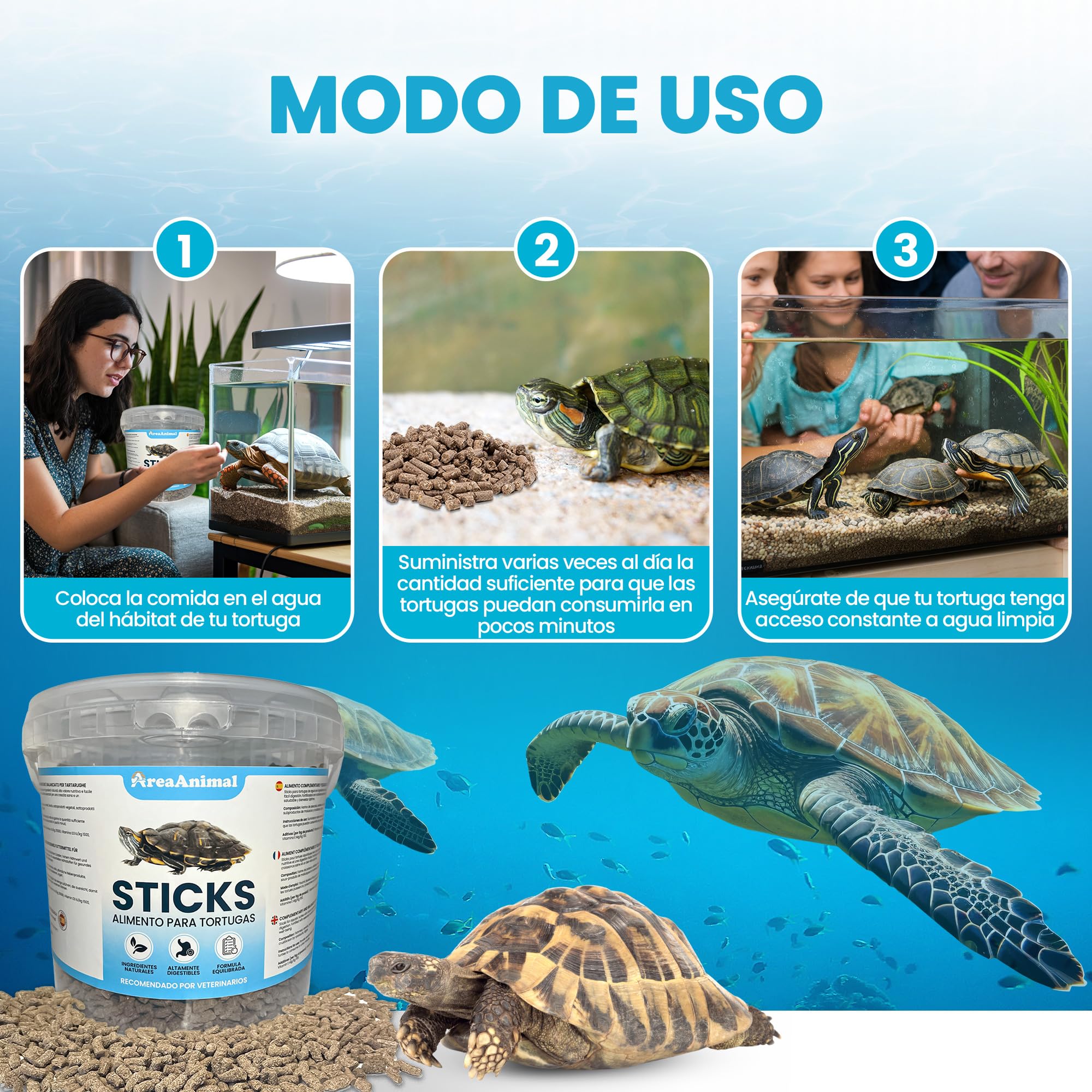 AreaAnimal - Comida Tortugas de Agua, 1.5KG/5L Comida Tortuga Stick, Alimento Tortuga Agua con Alto Valor Nutritivo, Alimento Tortugas Altamente Digestibles — view 5