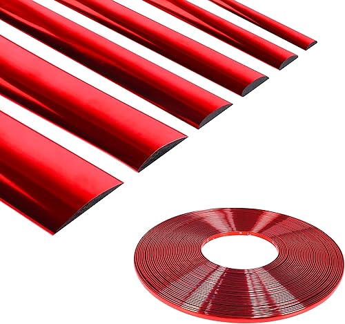 Cromo rojo - Tira decorativa autoadhesiva para exteriores e interiores, moldura universal para salpicaderos, parachoques de ventana, puerta lateral, Cromo rojo - Tira decorativa autoadhesiva para exteriores e interiores, moldura universal para salpicaderos, parachoques de ventana, puerta lateral,
