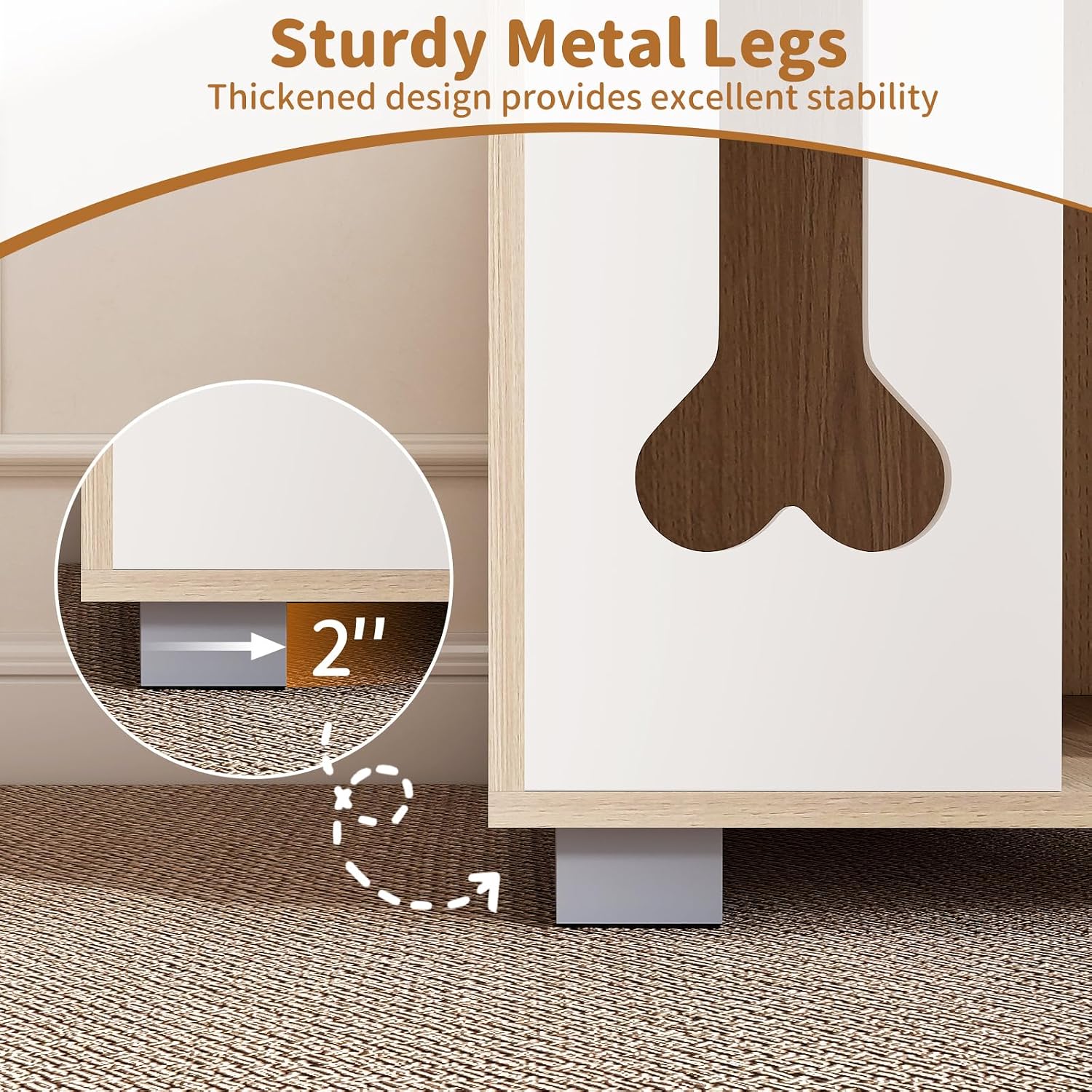 PETSITE Wooden Dog House for Small Sized Dogs, Indoor Dog Cage Nightstand Side End Table with Anti-Slip Robust Metal Legs and Spacious Tabletop, 17 x 16 x 19.5 Inches