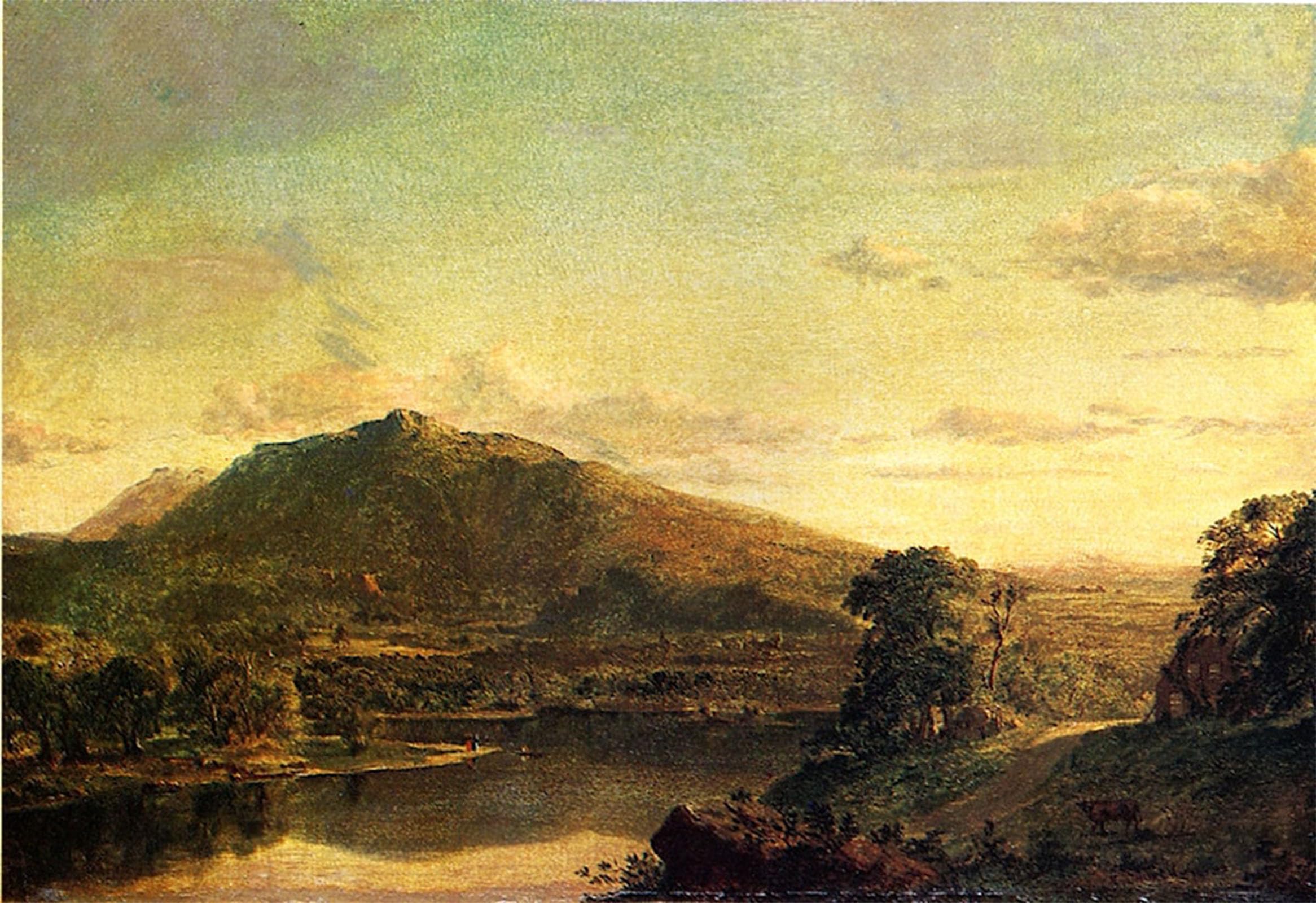 HRJUBWREE Retro Picture Art Painting Wall Poster Figures in a New Landscape by Frederic Edwin Church Vintage Art Print for Office Decor 60x90cm
